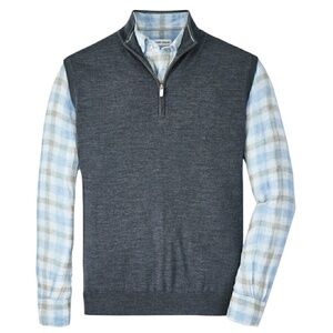 NEW Peter Millar Crown Merino Wool 1/4 Zip Large Pullover Knit Sweater Vest $175